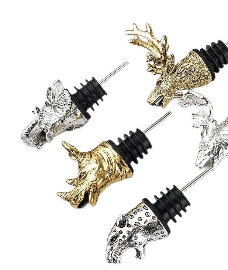 Wine Pourer Wine Aerators 3D Animal Design Alloy Wine Pourer Bottle Decanter Spout Unique Gift Ideas Bar Accessories