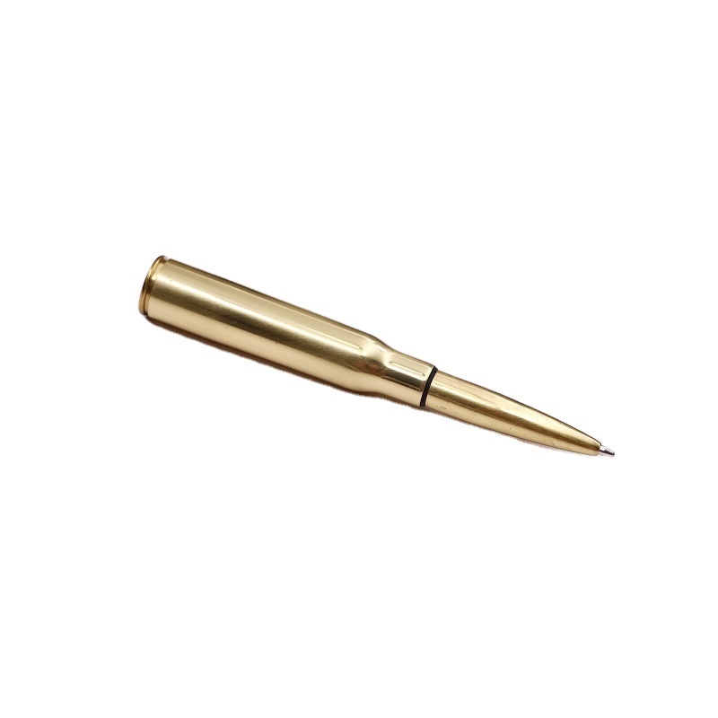 Caliber Gourmet Bullet Twist Pen Outdoor Pocket Mini Capsule Pen Sleeve Gun Casing Yellow Brass Tactical Metal Bullet Shape Pen