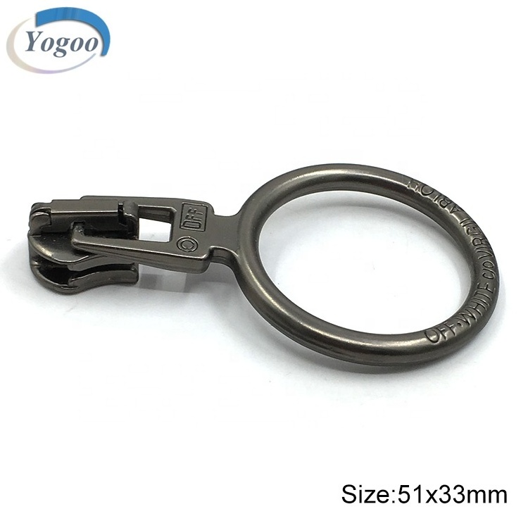 Hot Selling Circle Zip Pull Zinc Alloy Custom Metal Slider Zipper Puller for Garment