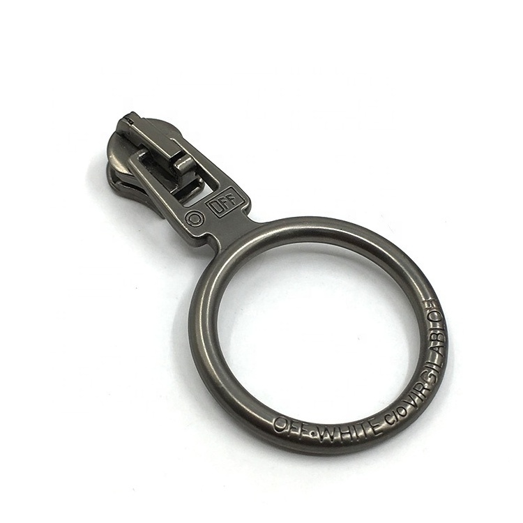 Hot Selling Circle Zip Pull Zinc Alloy Custom Metal Slider Zipper Puller for Garment