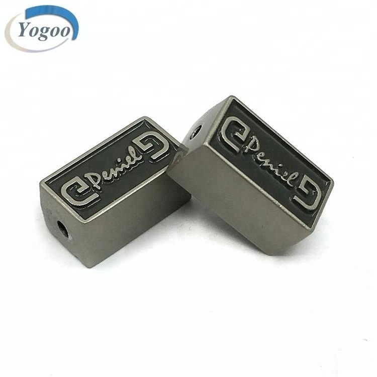 Custom Logo Laser Engraved Bead Silver Stainless Steel Beads Logo Charms for Jewelry Making