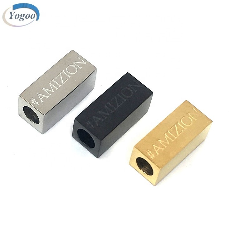 No Fade Plating Rectangle Custom Logo Metal Stainless Steel Beads for Jewelry