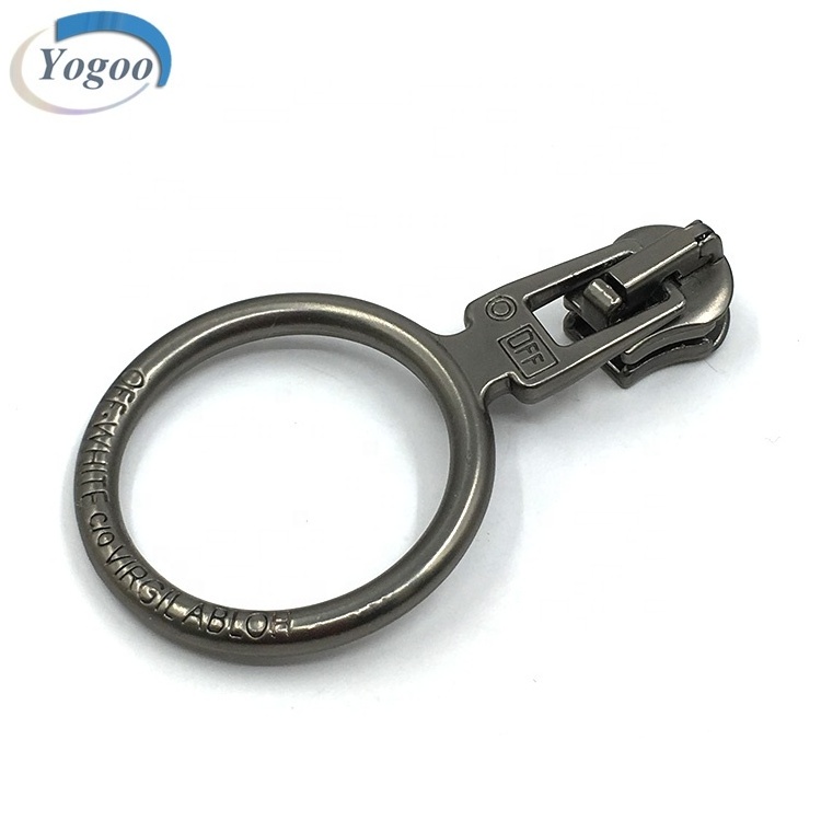 Hot Selling Circle Zip Pull Zinc Alloy Custom Metal Slider Zipper Puller for Garment