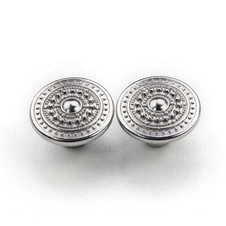 Wholesale New Product Plating Sliver Metal Button Zinc Alloy Embossed Logo Jean Metal Blazer Button for Jeans