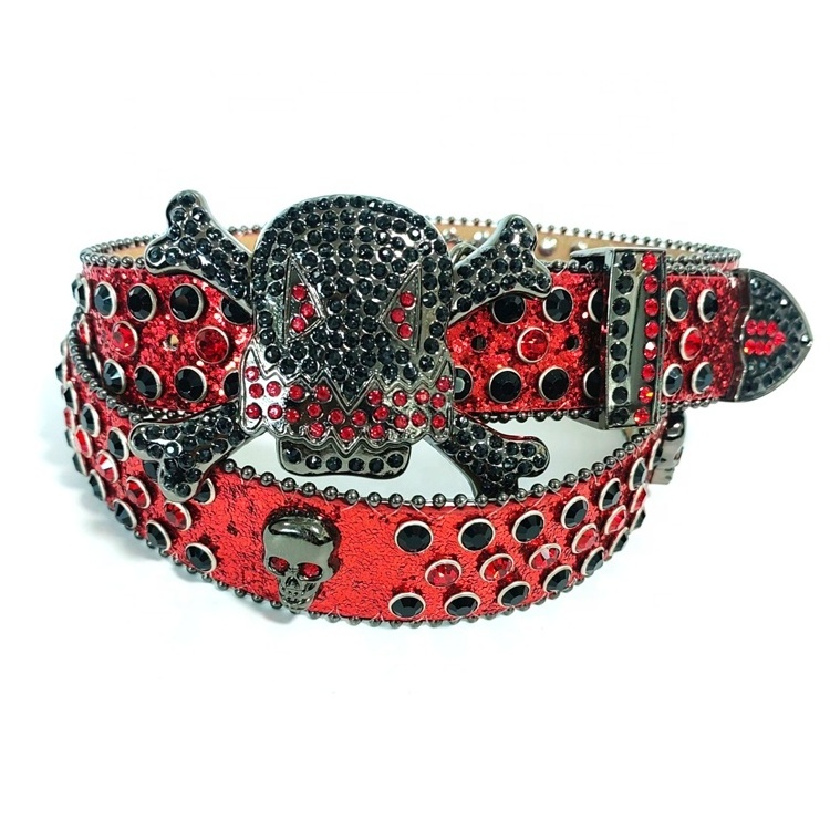 Rhinestone Bling Skull Belt Buckle High Quality Custom Shape Diamond Studded Men Logo Western Metal Buckle