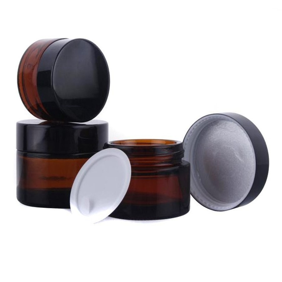 1oz 15g Body Butter Jar Printing Hot Stamping Amber Cosmetic Glass Jar Container with Dark Wood Lid