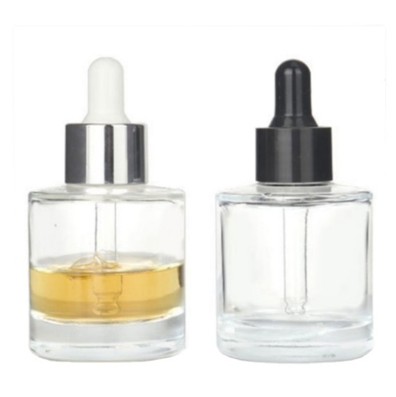 New thick bottom 30ml 50ml skin care essence flat shoulder glass bottles cylindrical gradient color essential oil dropper