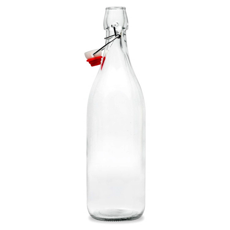 Flip Top Glass Bottle 1 Liter / 33 fl. oz Swing Top Brewing Bottle with Stopper for Beverages Vinegar Kombucha Beer Water Soda