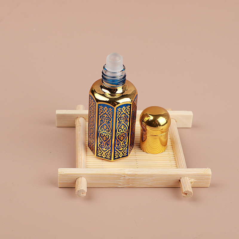 Luxury in stock 3ml 6ml 12ml mini small roll on bottle santal oil refillable glass perfume bottle roller ball glass attar bottle