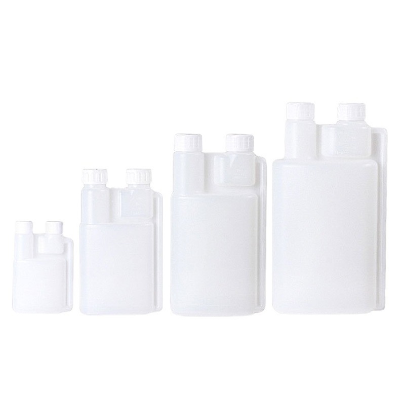 100ml 250ml 500ml 1000ml Hdpe Dosing Measuring Plastic Double Two Dual Chamber Twin Neck Bottle with Screw Cap