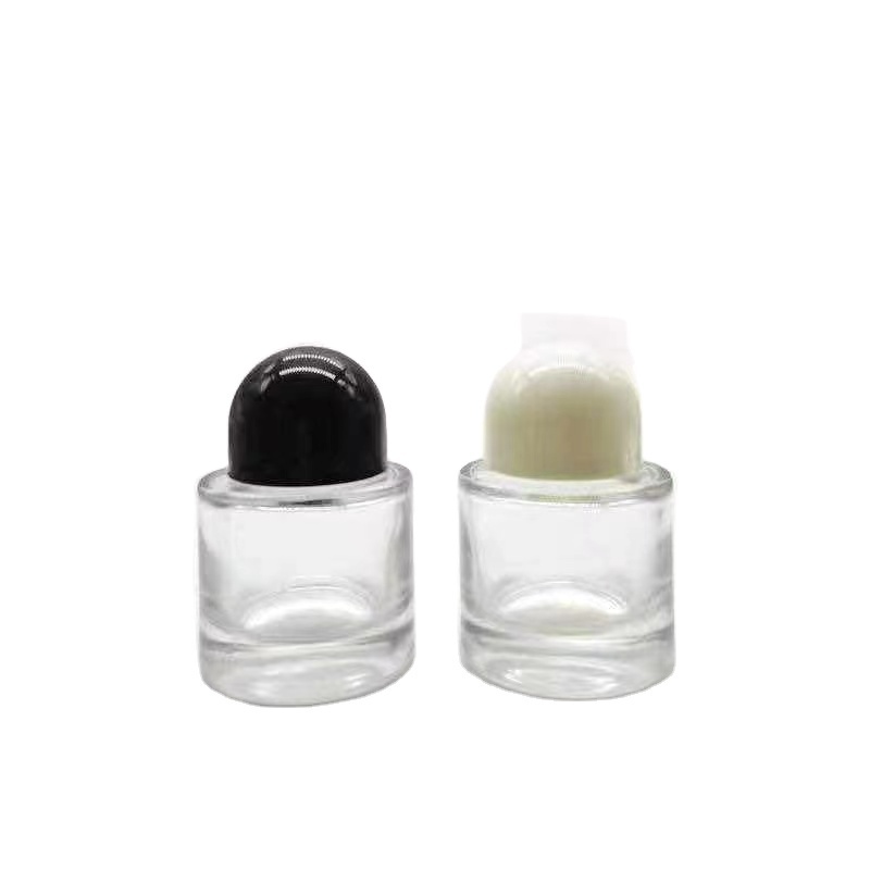 30ml 50ml 100ml Empty Black Cap Round Cylindrical Glass Bottle Perfume Thick Bottom Round Perfume Bottle