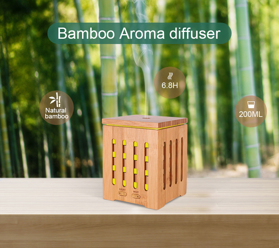 200ml Bamboo Oil Diffuser Aroma Diffuser Humidifier for Home Office Spa