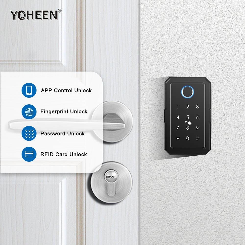 Outdoor Wall Mount Smart Key Safe Box Storage Combination Digital Key Card WiFi App Fingerprint Smart key lock box