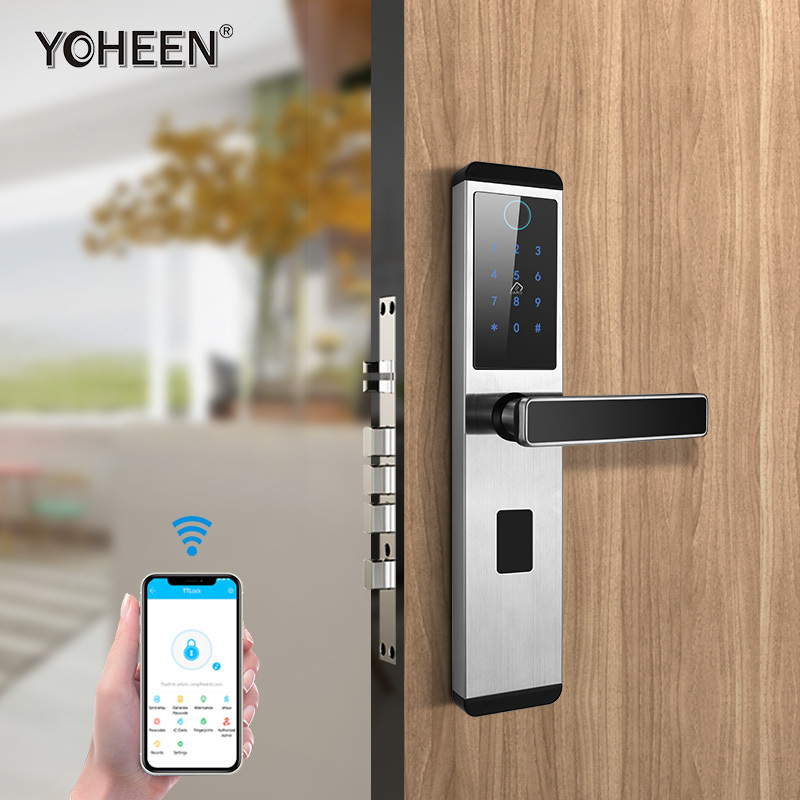 YOHEEN WiFi TTlock App Intelligent Digital Keyless Entry Door Lock Price, Electronics Biometric Fingerprint Smart Lock for Home