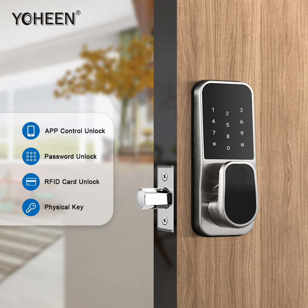 YOHEEN Door Knob Lock Electronic Security Wifi Smart Digital Door Lock Zinc Alloy Bluetooth Lock Cloud Fingerprint Bluetooth