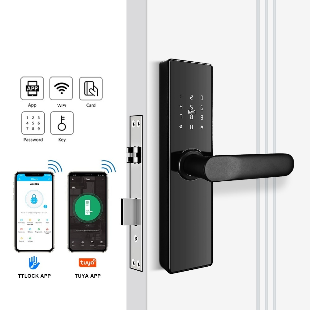 Electronic App Door Lock Smart Handle Door Lock Ttlock Wifi Tuya Smart Door Lock