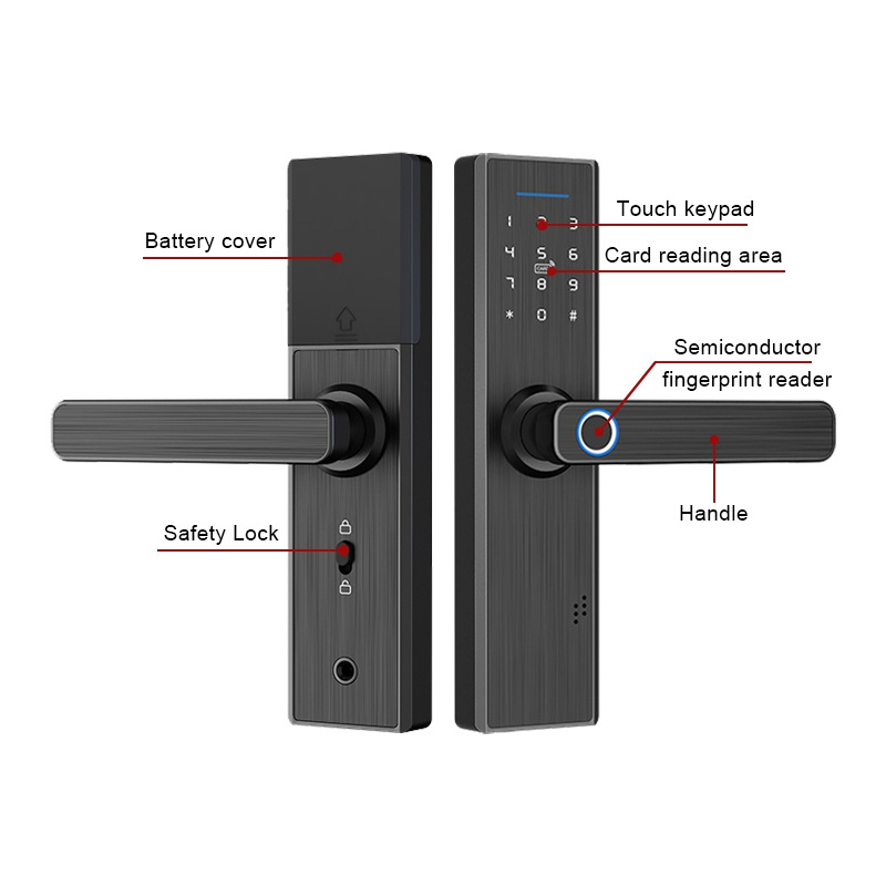 High Quality Tuya App Smart Lock Electronic Door Handle Lock Fingerprint Smart Keyless Lock