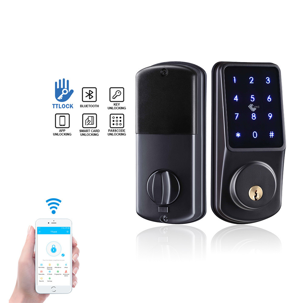 TTlock App Ble Wifi Controlled Electronic Deadbolt with Door Handle and Knob Smart Lock For Home Apartment