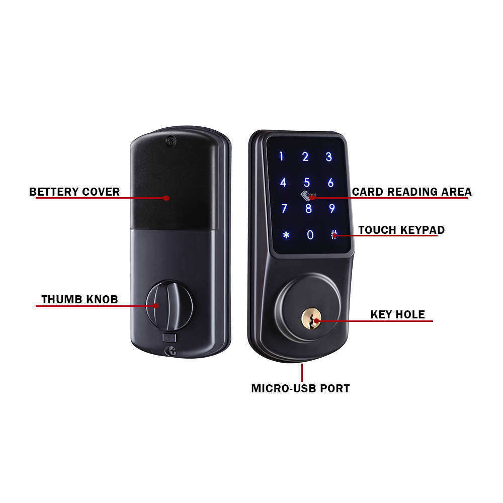 TTlock App Ble Wifi Controlled Electronic Deadbolt with Door Handle and Knob Smart Lock For Home Apartment