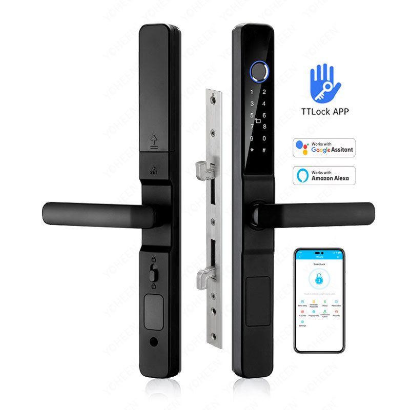 Waterproof Smart TTLock TTLock App Broken Bridge Intelligent Fingerprint Lock for Aluminum Sliding Glass Door Y02