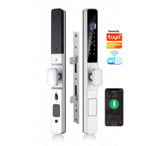 Waterproof Tuya WiFi Smart Door Lock Safety Digital Biometric Handle Fingerprint TTlock APP Aluminum Sliding Glass Door lock Y02