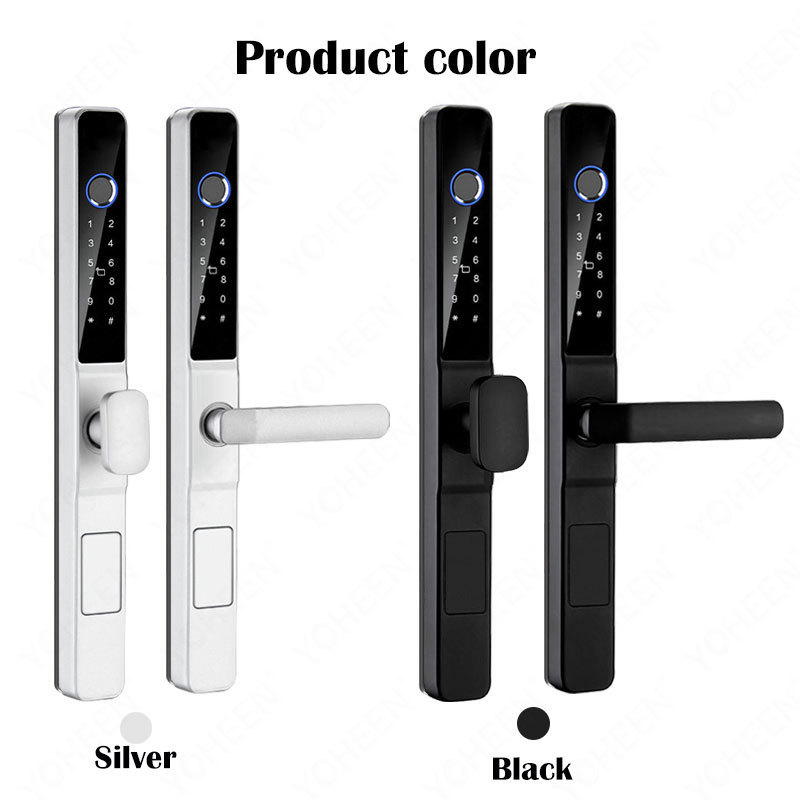 Waterproof Tuya WiFi Smart Door Lock Safety Digital Biometric Handle Fingerprint TTlock APP Aluminum Sliding Glass Door lock Y02