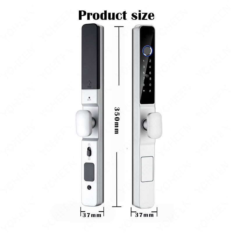 Waterproof Tuya WiFi Smart Door Lock Safety Digital Biometric Handle Fingerprint TTlock APP Aluminum Sliding Glass Door lock Y02