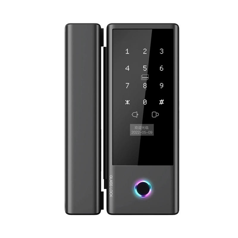 Digital Glass Door Smart Lock Biometric Fingerprint Tuya App Unlock Ttlock Lock Key Card Nfc Password Wifi or Ble Link Lock