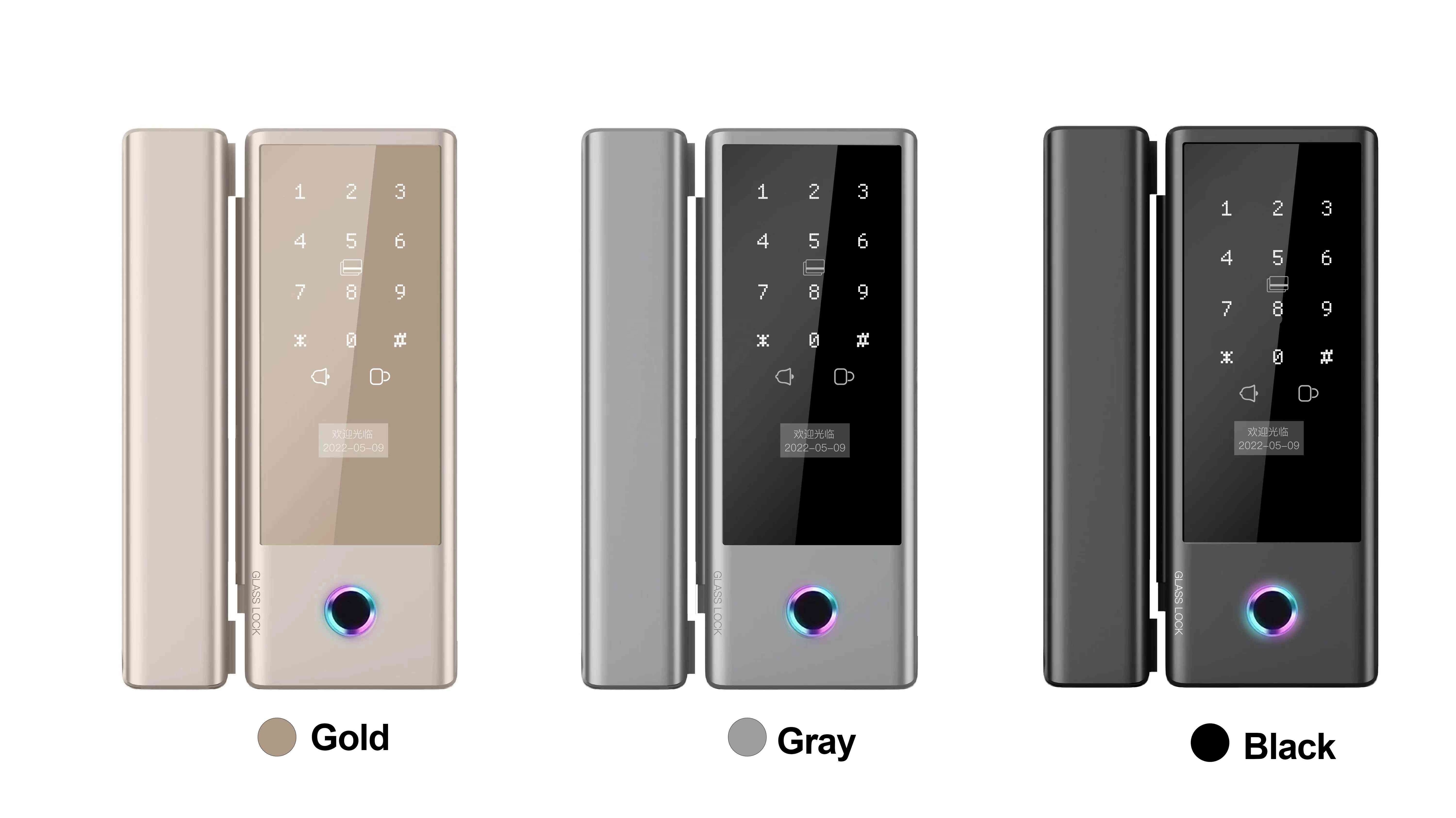 Digital Glass Door Smart Lock Biometric Fingerprint Tuya App Unlock Ttlock Lock Key Card Nfc Password Wifi or Ble Link Lock