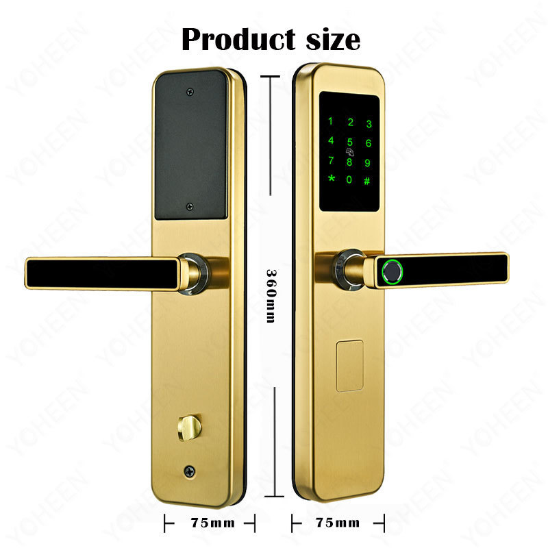 High Security TTlock App New Design Safety stainless steel 6068 Biometric Fingerprint Door Handle Keyless Smart Lock