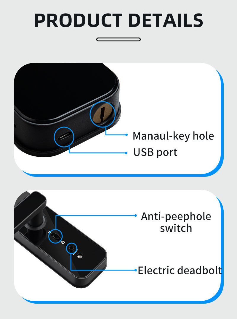 smart home locks OEM gate knob dool lock with camera high definition screen outdoor tuya wifi app security door lock