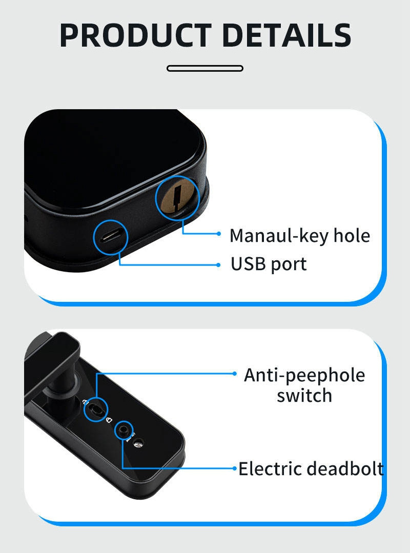 HD Camera Screen Digital Door Lock Tuya Wifi Biometric Fingerprint Smart Locks Video Keys Combination Electronic Door Lock