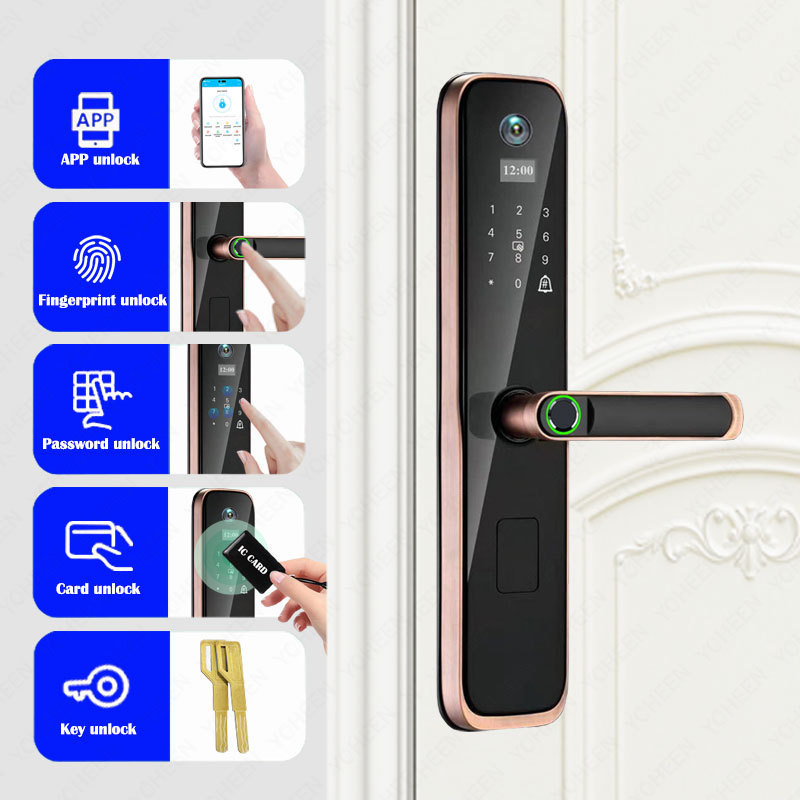 Voice Intercom Ring Door Bell Camera Cat's Eye Smart Lock Key Fingerprint Tuya Wifi Digital Door Lock Home Apartment Safety Lock