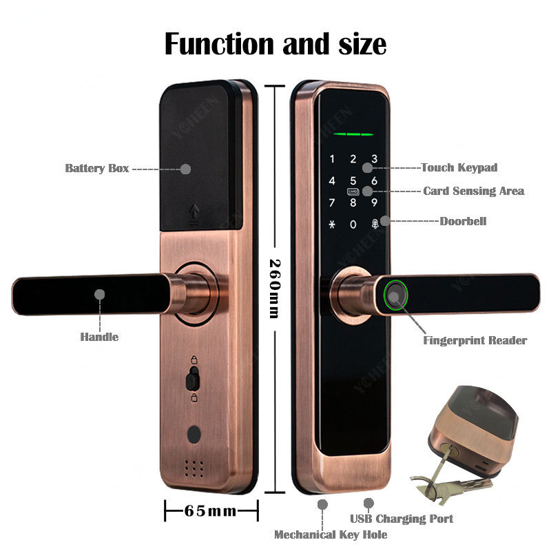 TTlock Ble App Smart Door Lock Waterproof Fingerprint Code Electronic Door Lock Nfc Rfid Key Card Wireless Digital Smart Lock