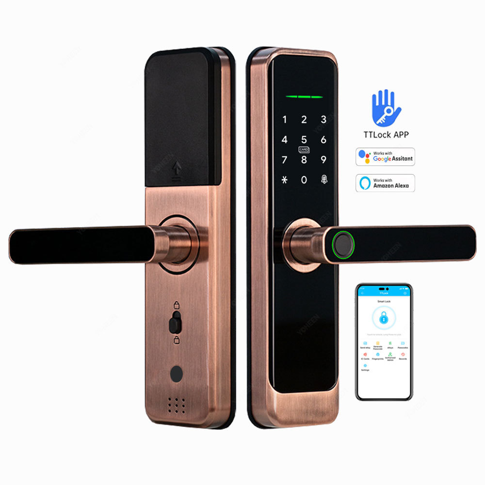 TTlock Ble App Smart Door Lock Waterproof Fingerprint Code Electronic Door Lock Nfc Rfid Key Card Wireless Digital Smart Lock