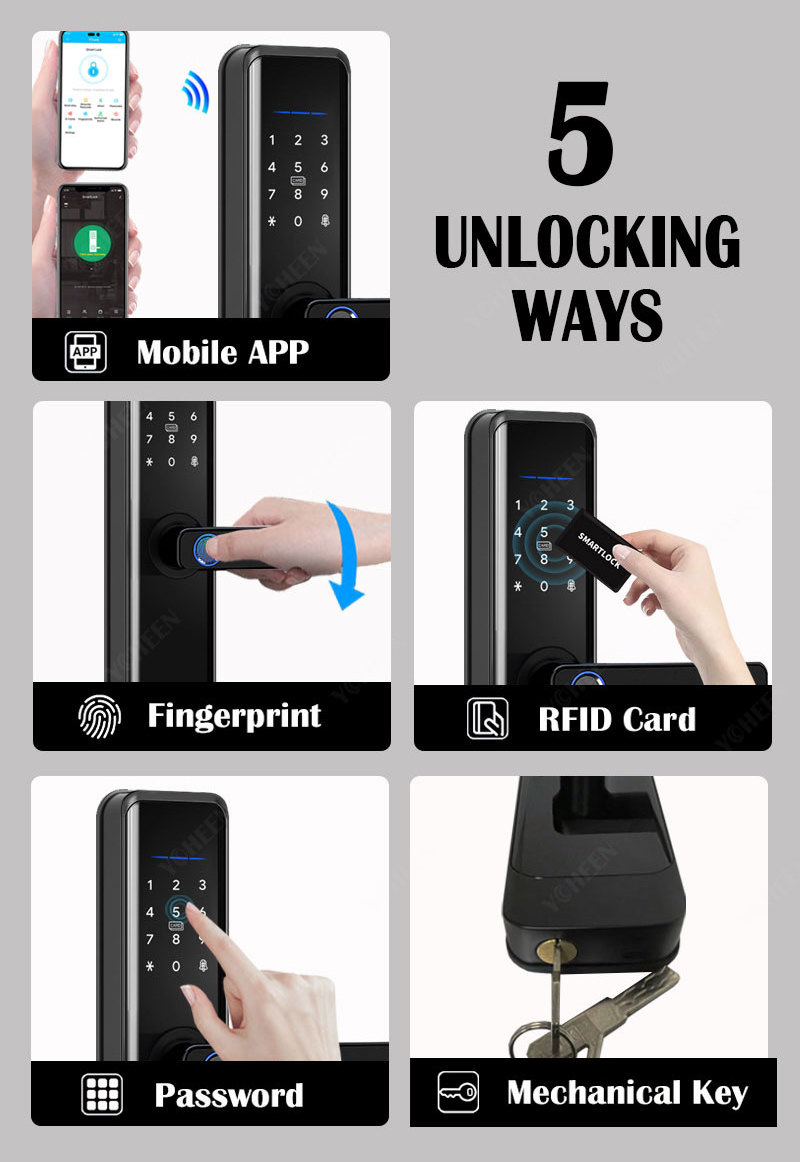 TTlock Ble App Smart Door Lock Waterproof Fingerprint Code Electronic Door Lock Nfc Rfid Key Card Wireless Digital Smart Lock