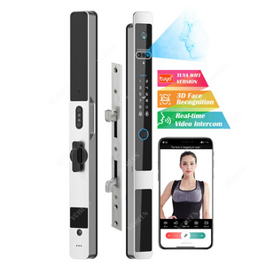 Tuya Wifi 3d Face Recognition Aluminum Sliding Door Lock Ip66 Waterproof Fingerprint Smart Digital Lock Key Card Glass Door Lock