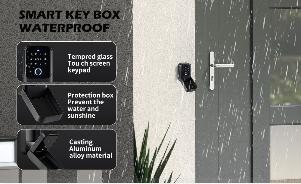 Outdoor Waterproof Tuya App Key Box Safe Key Biometric Fingerprint Lock Box Smart Key Card Nfc Smart Key Box Wall Mounted