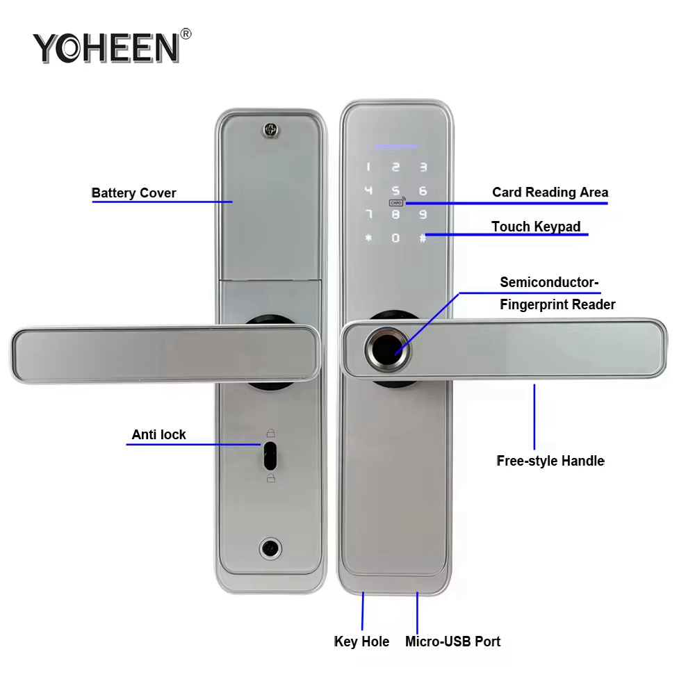 Finger Print Combination Digital Smart Door Lock Key Card Outdoor Waterproof Smart Door Lock Ttlock App Unlock Gate Lock