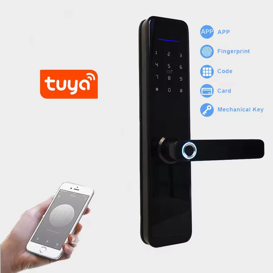 Factory Price Key Card Combination Gate Lock Digital Tuya Fingerprint Cerradura Inteligente Electric Wifi App Door Smart Lock