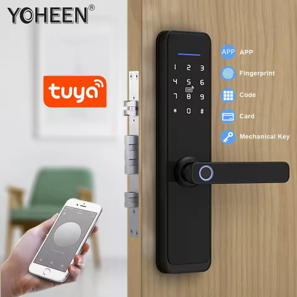 Factory Price Key Card Combination Gate Lock Digital Tuya Fingerprint Cerradura Inteligente Electric Wifi App Door Smart Lock