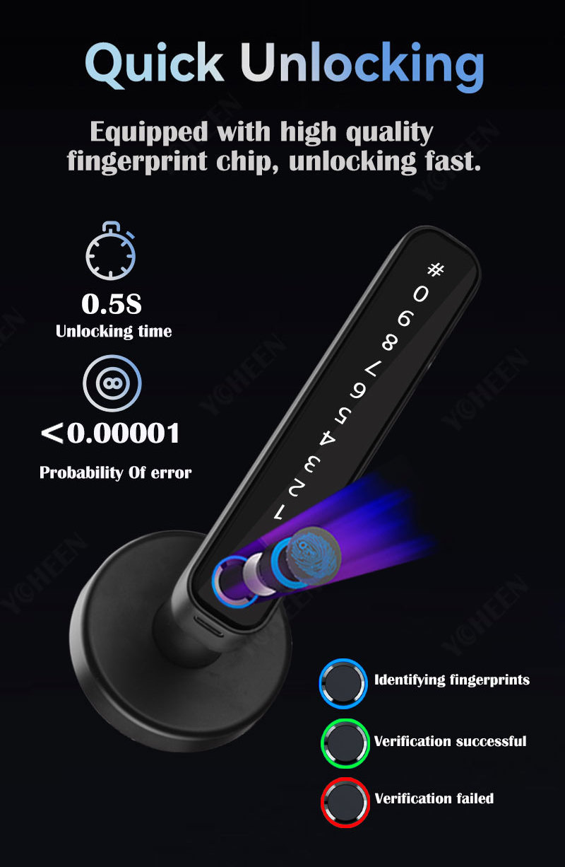 Tuya Ble App Smart Digital Door Lock Security Biometric Fingerprint Combination Smart Look Door Key Card Electronic Door Lock