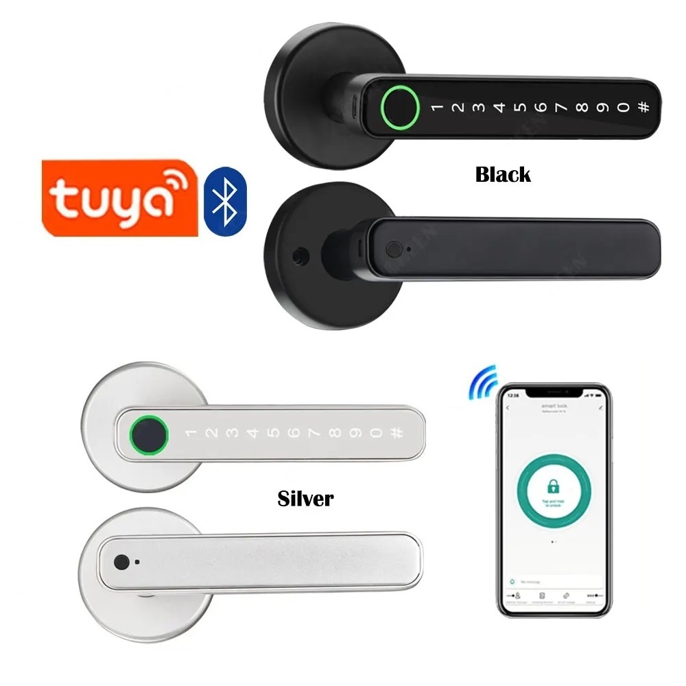 Tuya Ble App Smart Digital Door Lock Security Biometric Fingerprint Combination Smart Look Door Key Card Electronic Door Lock