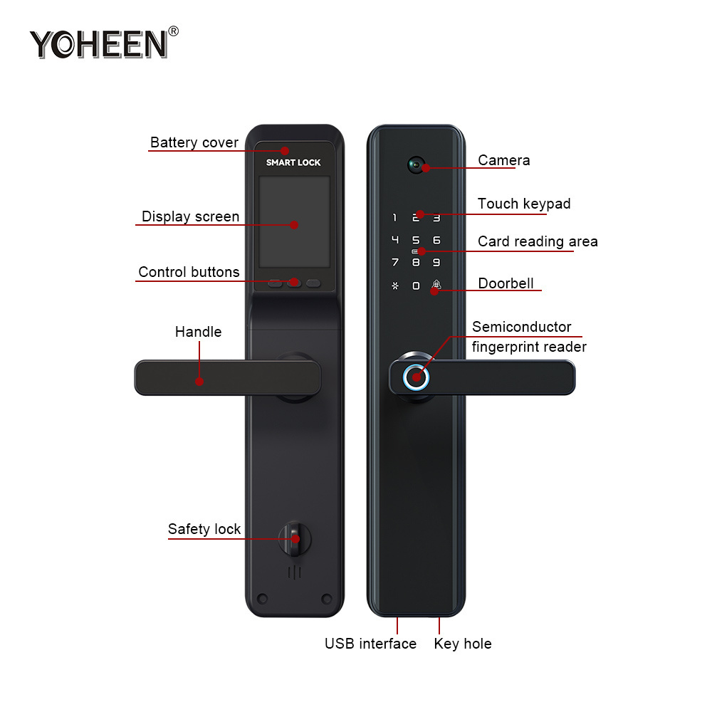 Tuya App WiFi Door lock With Security Camera Electronic Intelligent Biometric Fingerprint Smart Lock for Home