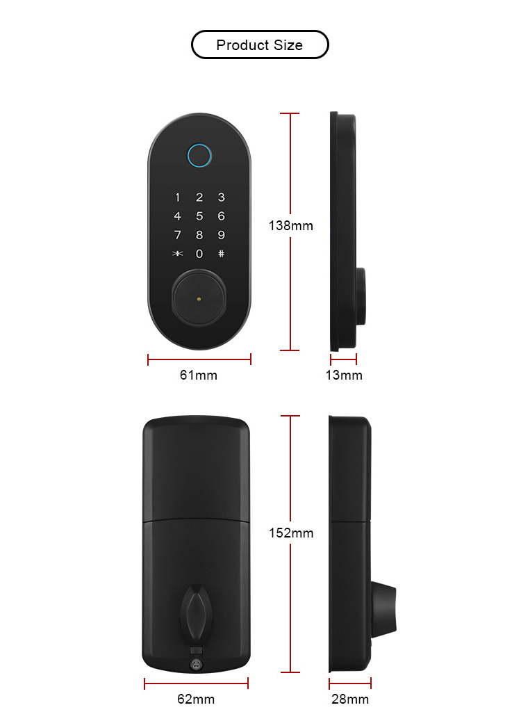 TTlock Fingerprint Password Smart Deadbolt Lock Keyless Wood Digital Lock Door Nfc Rfid Key Card App Smart Electronic Door Lock