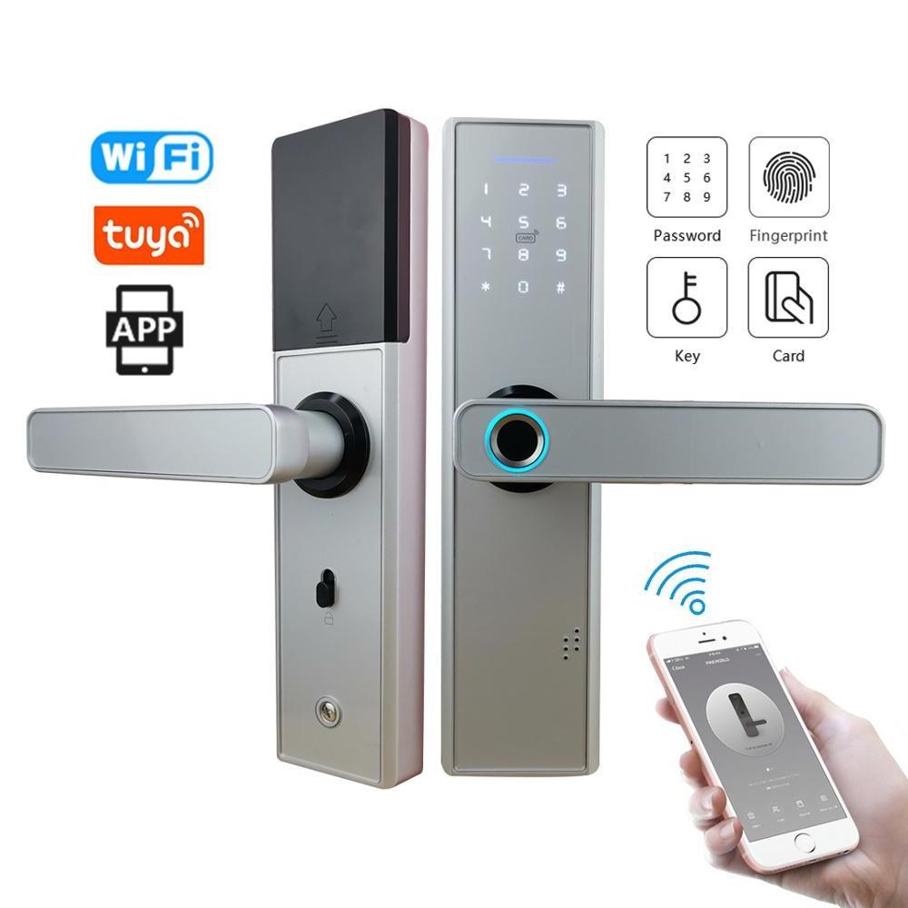 Yoheen Tuya App WiFi Door lock with Fingerprint Code Card Key Electronic Smart Door Handle