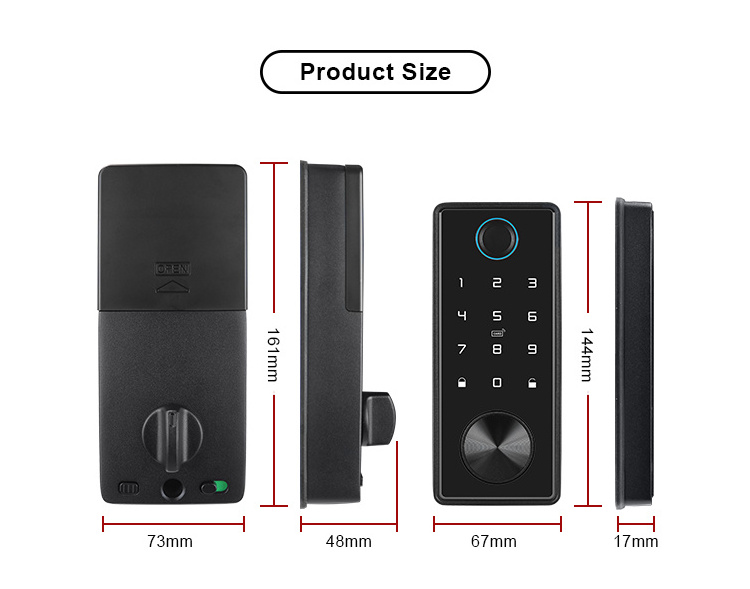 Home Security Deadbolt Lock Set BLE WIFI Ttlock APP Electronic Digital Fingerprint Keyless Smart Door Lock Aluminum Alloy T1