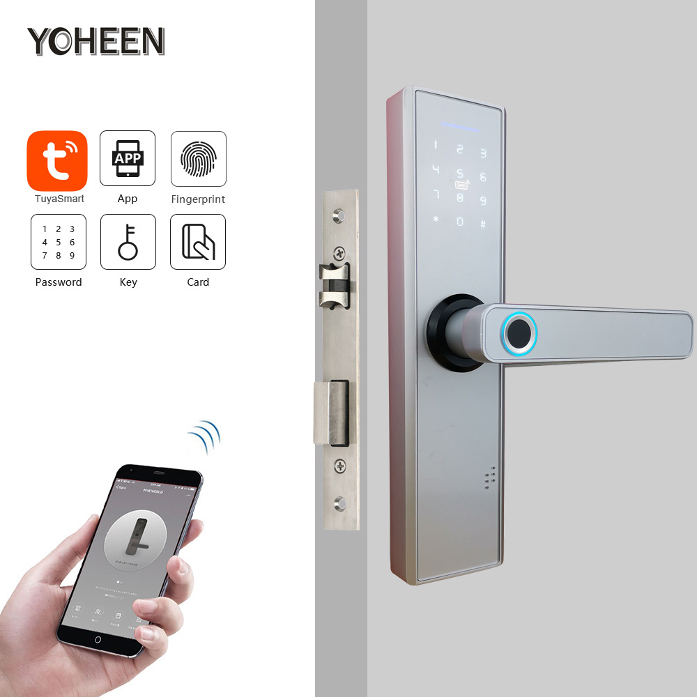 Yoheen Tuya App WiFi Door lock with Fingerprint Code Card Key Electronic Smart Door Handle