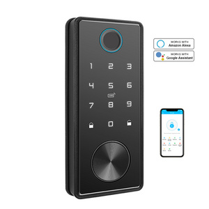 Home Security Deadbolt Lock Set BLE WIFI Ttlock APP Electronic Digital Fingerprint Keyless Smart Door Lock Aluminum Alloy T1