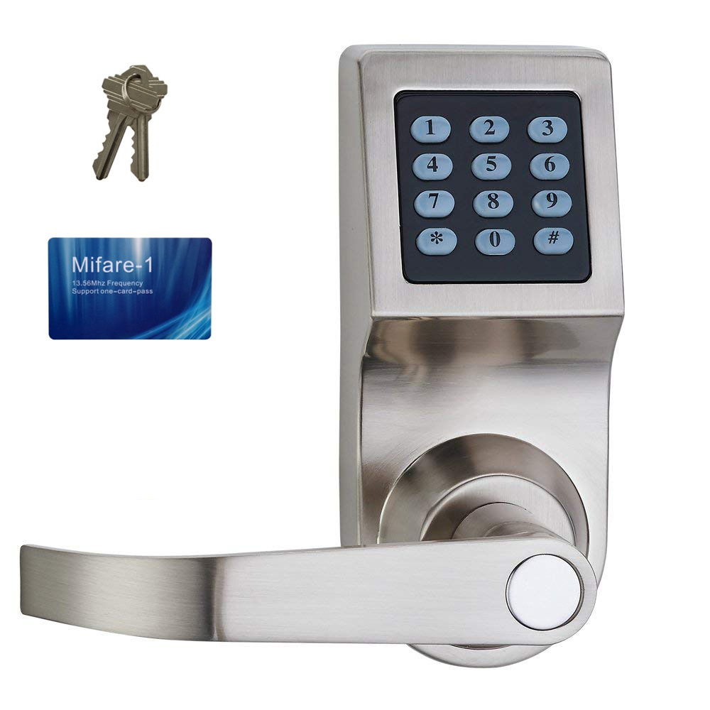 Smart Deadbolt  Keypad Digit Code Security Password Door Lock with Key Card Handle for Hotel Home Office